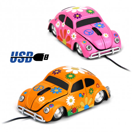 Voilà un cadeau parfait pour les amateurs de voitures rétro et de gadgets geeks originaux… Cette souris usb en forme de voiture au style hippie va égayer sans nul doute votre bureau !