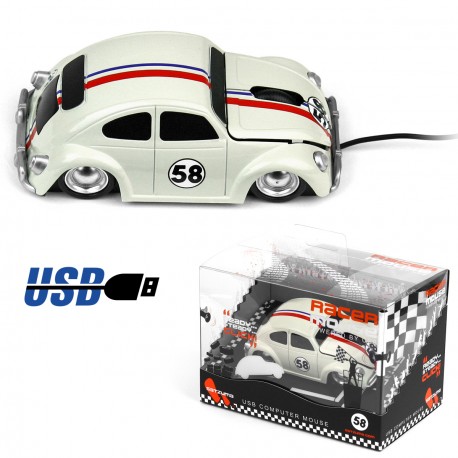 Voilà un cadeau parfait pour les amateurs de voitures de course rétro et d’ accessoires informatiques originaux… Cette souris usb en forme de voiture de course des années 70 va égayer votre bureau !