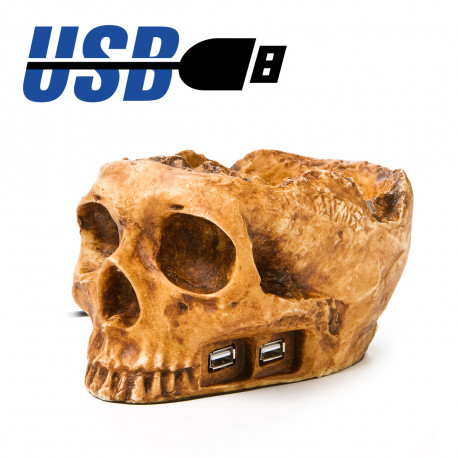 Offrez un hub usb 4 ports original en forme de tête de mort des plus réalistes pour ajouter une touche insolite à votre bureau ! Faisant également fonction de vide-poche, cet accessoire de bureau horriblement effrayant va vous fasciner !