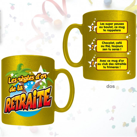 Mug avec les règles d'or de la retraite