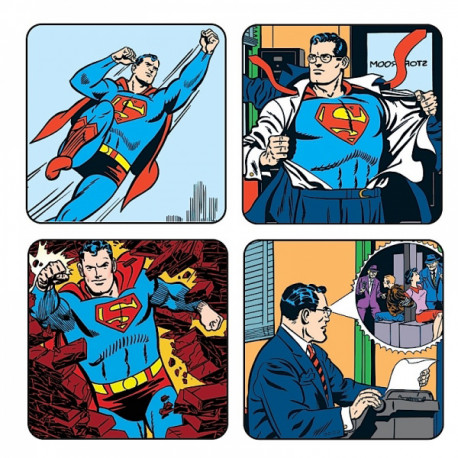 Un pack de 4 sous-verres représentant superman