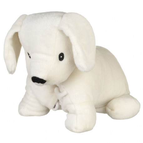 Peluche bouillotte représentant un chiot blanc