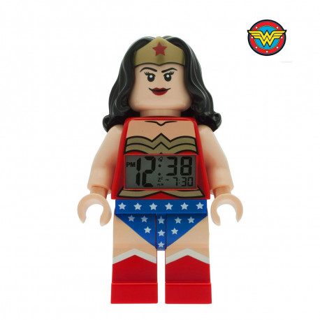 Réveil légo à l'effigie de Wonder Woman avec plusieurs fonctionnalités 