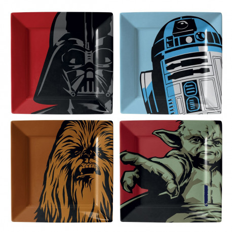 Assiettes Personnages Star Wars en Mélamine - Lot de 4