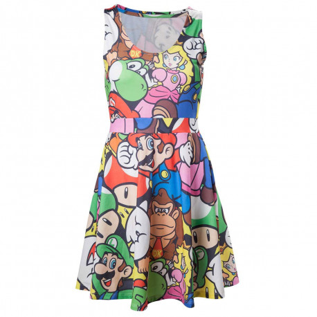 Une robe représentant les personnages super mario bros