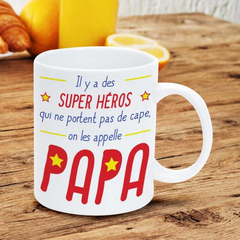 Mug Fête des Pères cadeau original pour papa Super Héros sur RapidCadeau