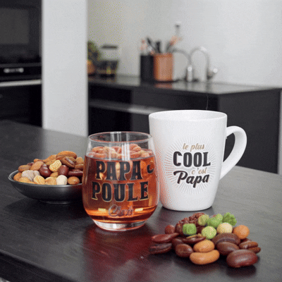 Coffret Papa Poule Cool - Verre Rond & Tasse